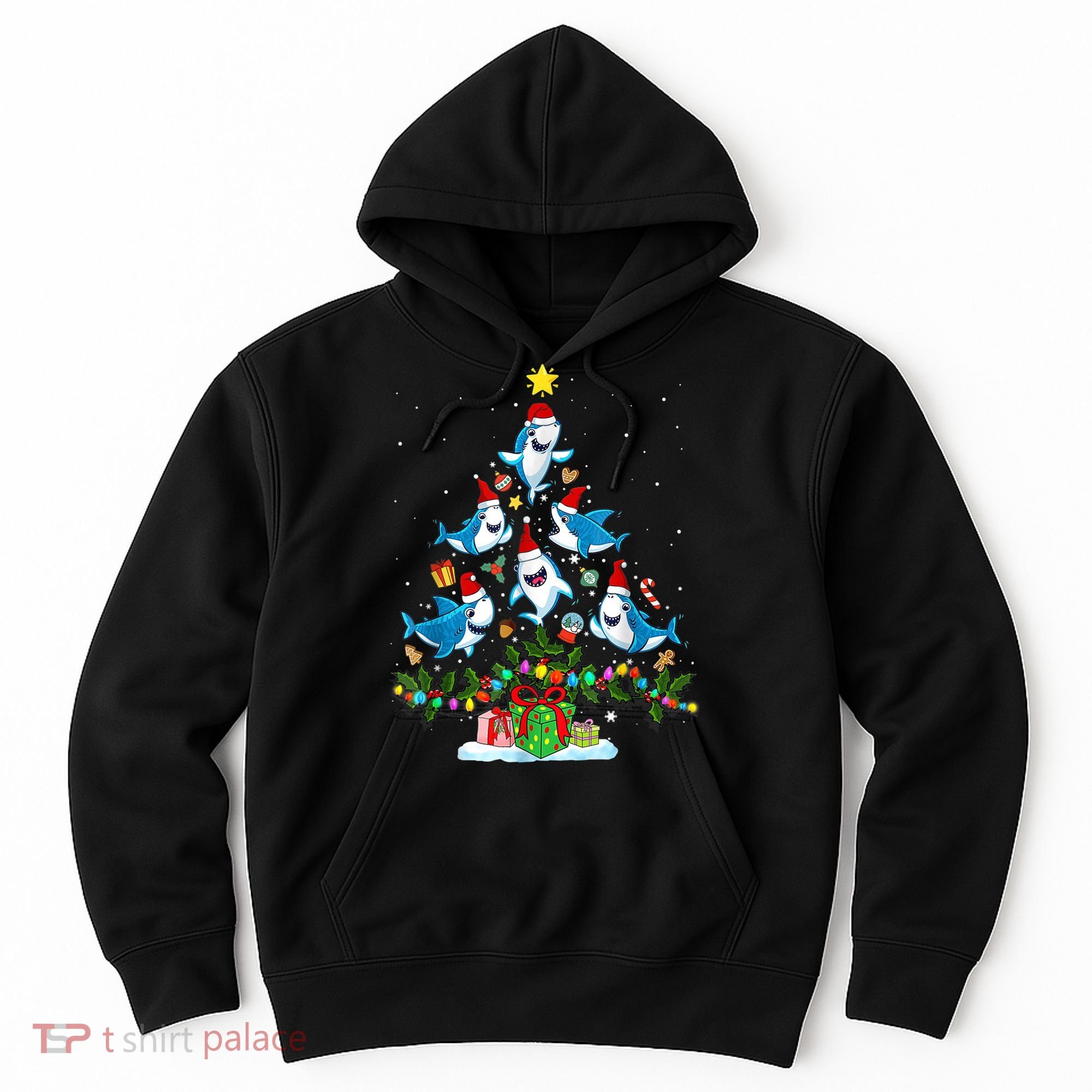 This Is My Christmas Pajama Shirt Funny Christmas Shark Tree Hoodie