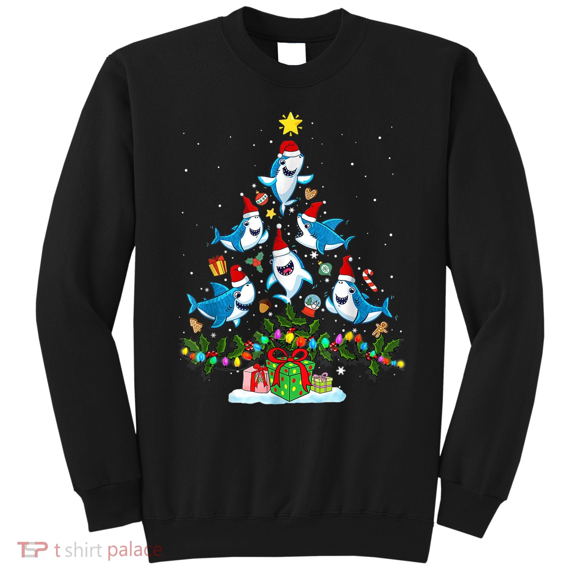 This Is My Christmas Pajama Shirt Funny Christmas Shark Tree Sweatshirt