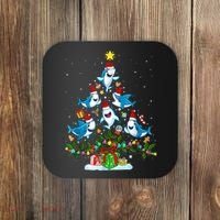 This Is My Christmas Pajama Shirt Funny Christmas Shark Tree Coaster thumb 0