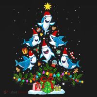 This Is My Christmas Pajama Shirt Funny Christmas Shark Tree Mousepad thumb 1