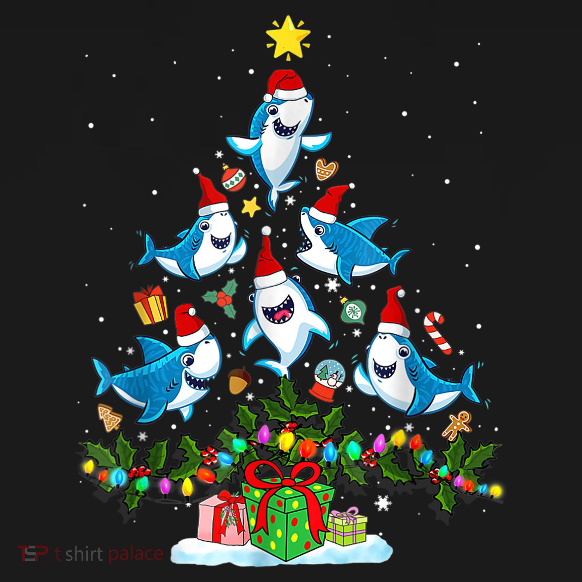 This Is My Christmas Pajama Shirt Funny Christmas Shark Tree Mousepad