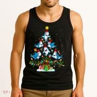 This Is My Christmas Pajama Shirt Funny Christmas Shark Tree Tank Top thumb 3