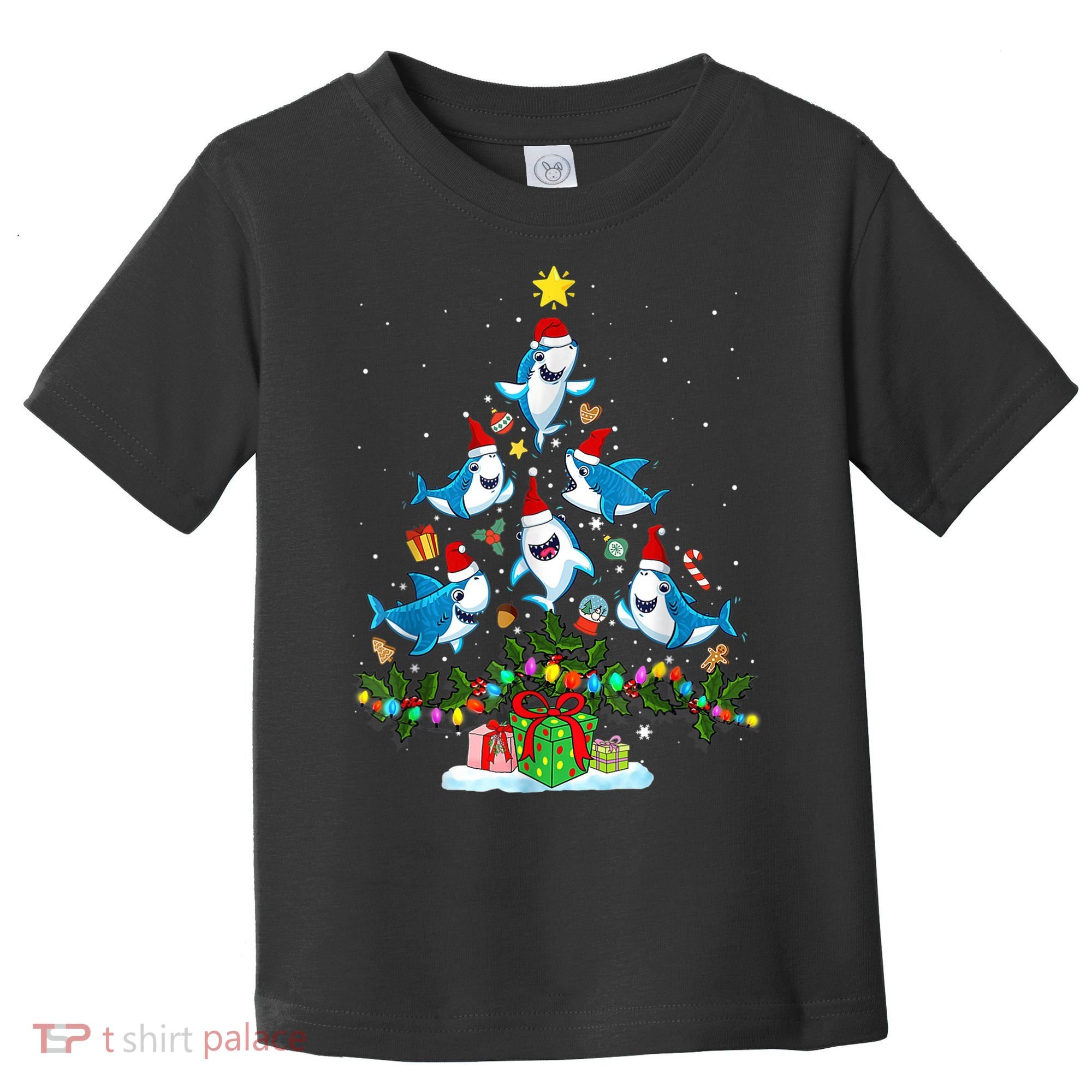 This Is My Christmas Pajama Shirt Funny Christmas Shark Tree Toddler T-Shirt