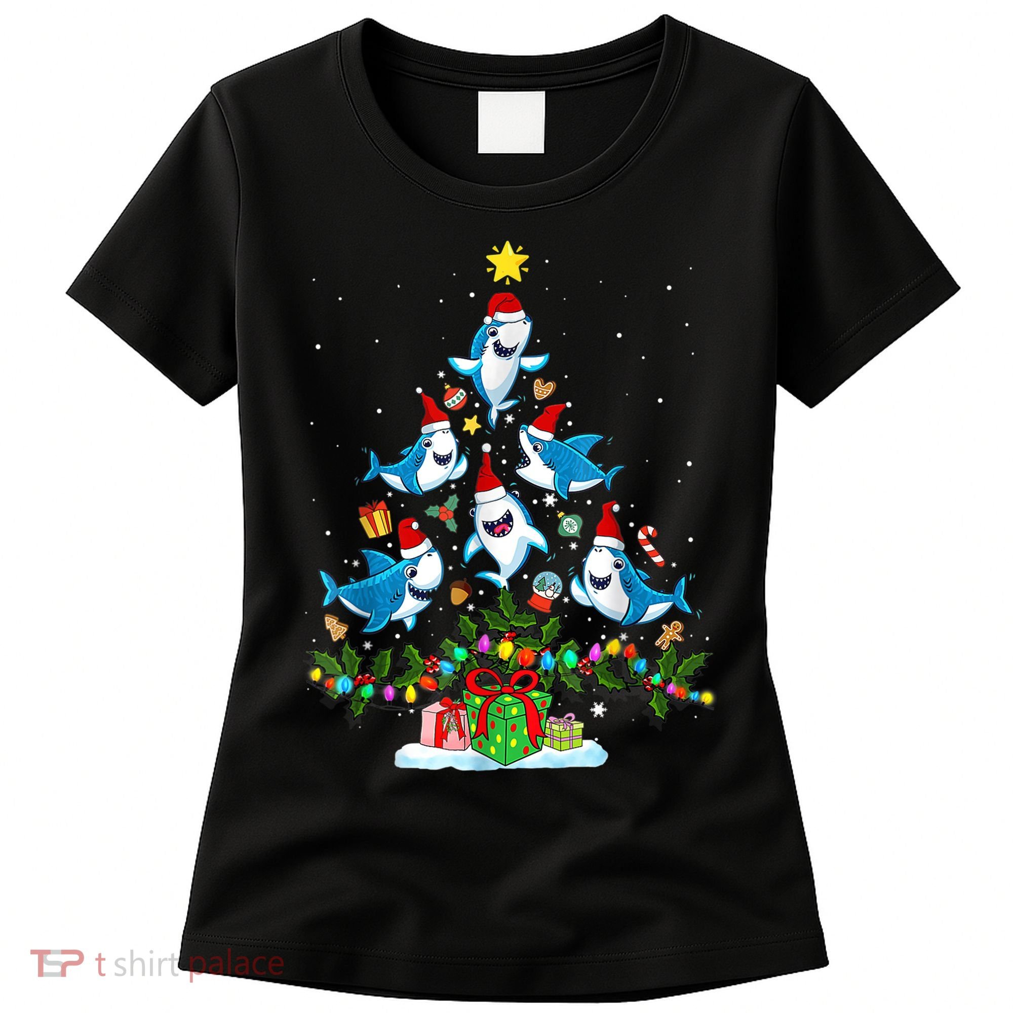 This Is My Christmas Pajama Shirt Funny Christmas Shark Tree Women's T-Shirt