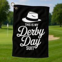 This Is My Derby Day Suit Funny Fedora Style Golf Towel thumb 1