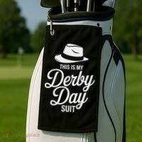 This Is My Derby Day Suit Funny Fedora Style Golf Towel thumb 2