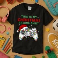 This Is My Christmas Pajama Video Game Controller Kids T-Shirt thumb 3