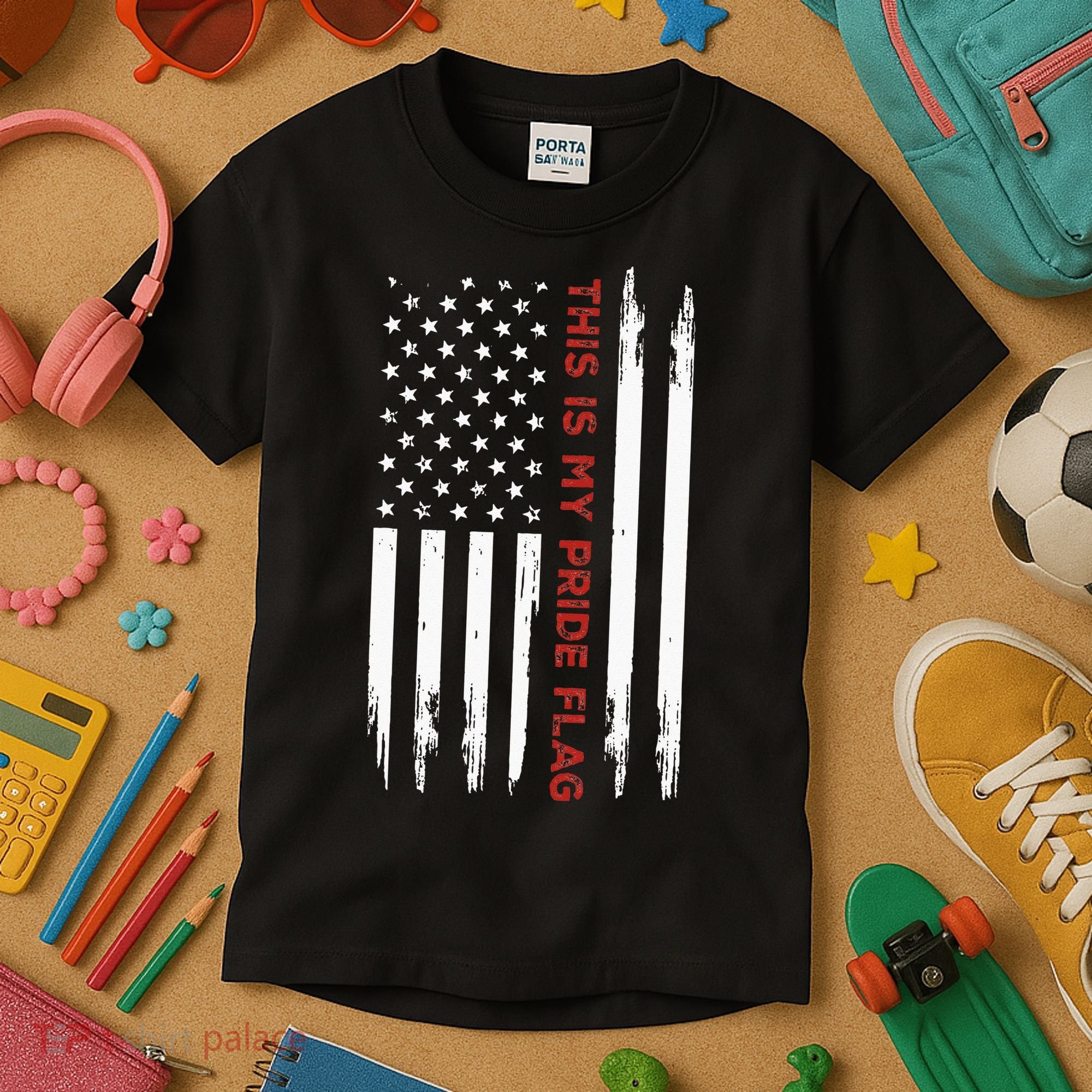 This Is My Pride Flag USA American 4th Of July Kids T-Shirt