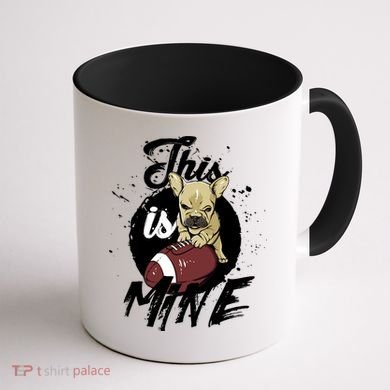 This Is Mine Cute Football Dog Coffee Mug back