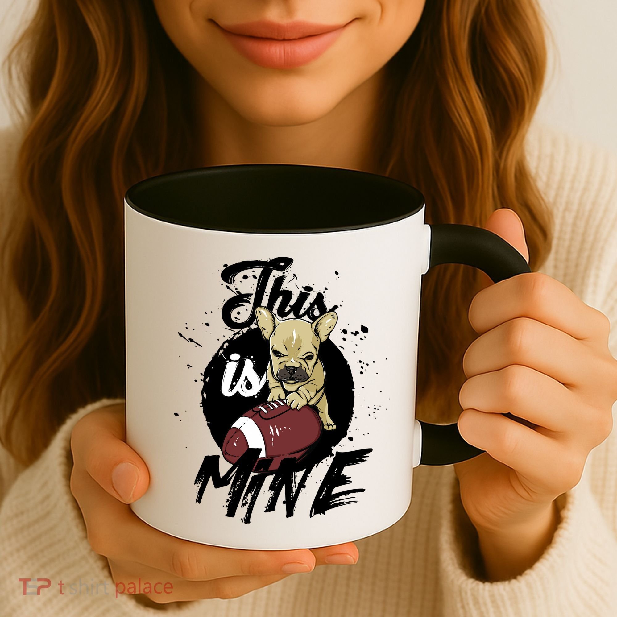 This Is Mine Cute Football Dog Coffee Mug