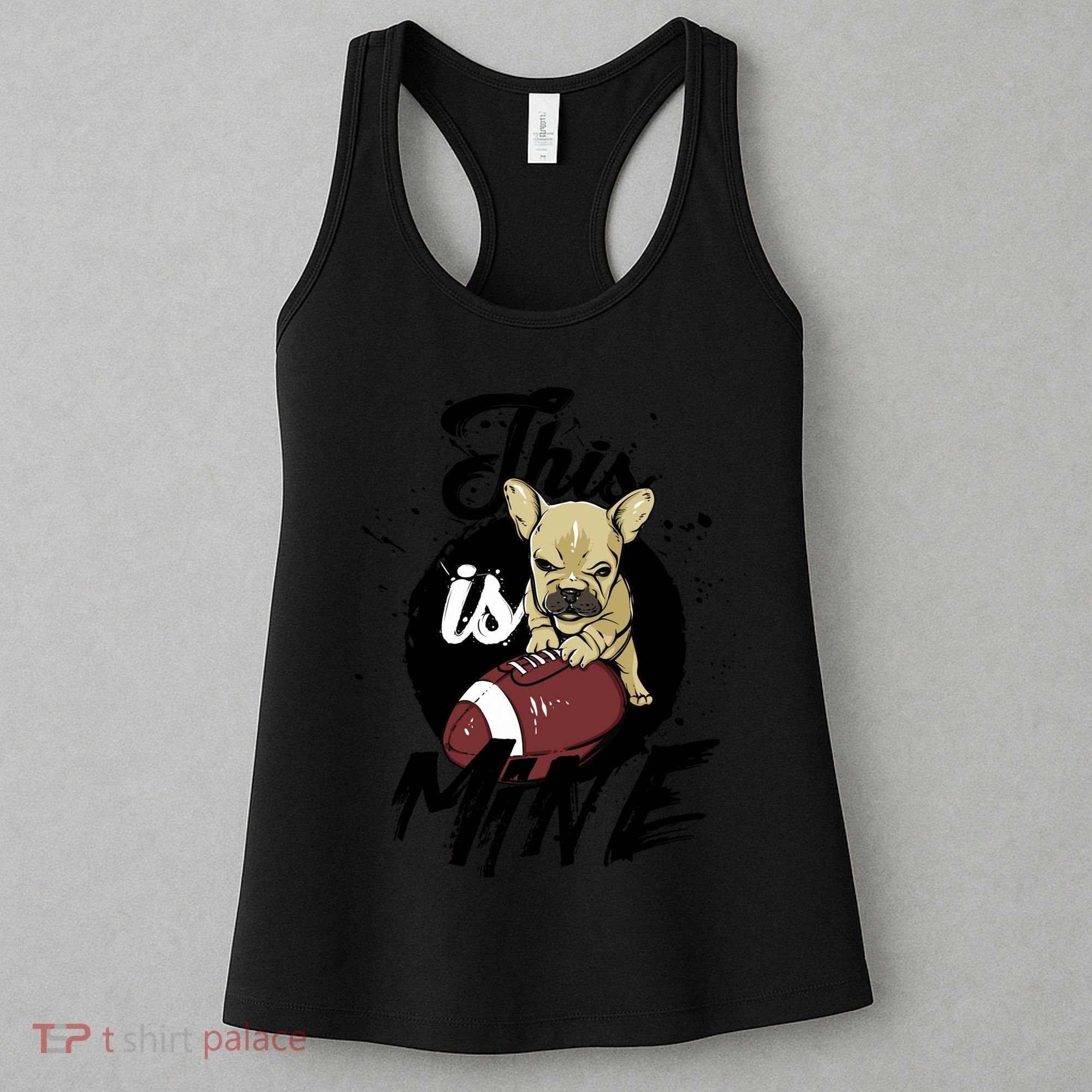 This Is Mine Cute Football Dog Women's Tank Top