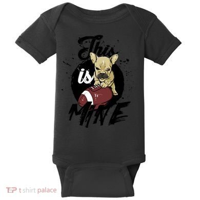 This Is Mine Cute Football Dog Baby Bodysuit