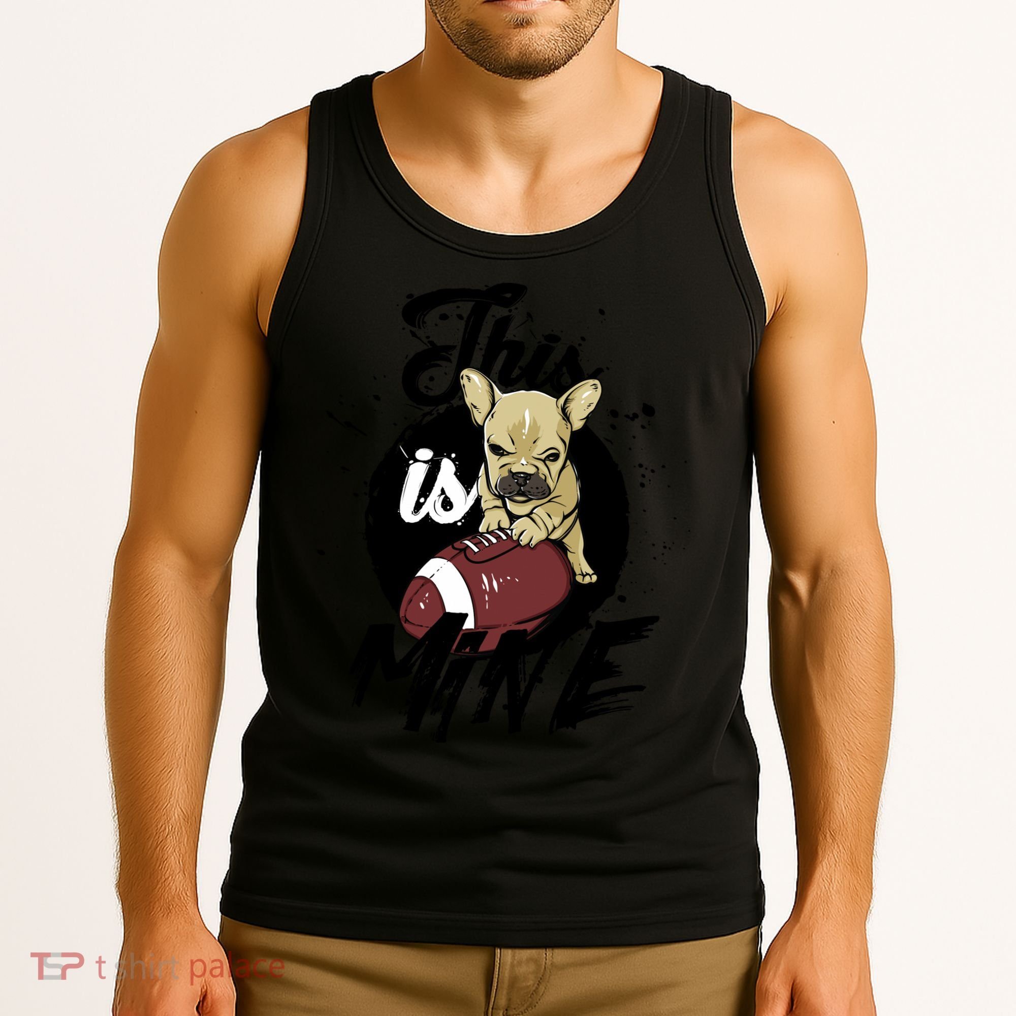 This Is Mine Cute Football Dog Tank Top