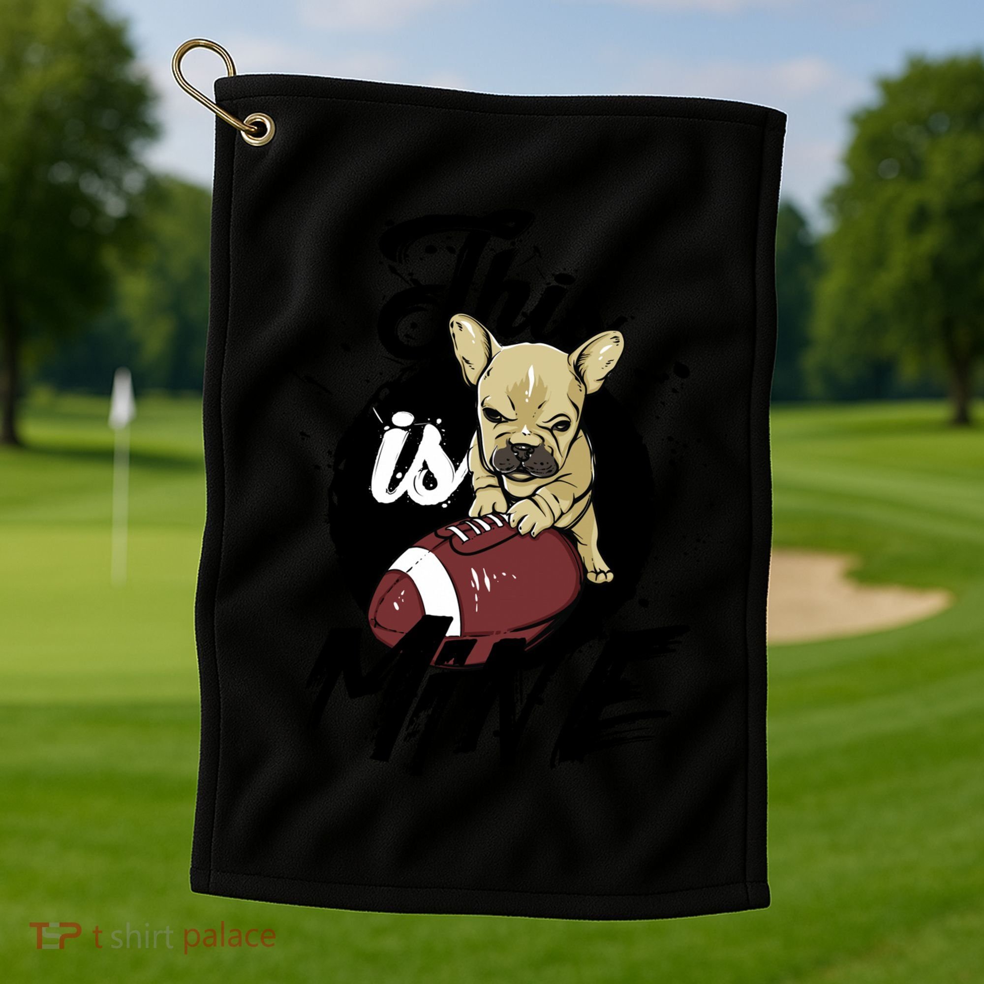 This Is Mine Cute Football Dog Golf Towel
