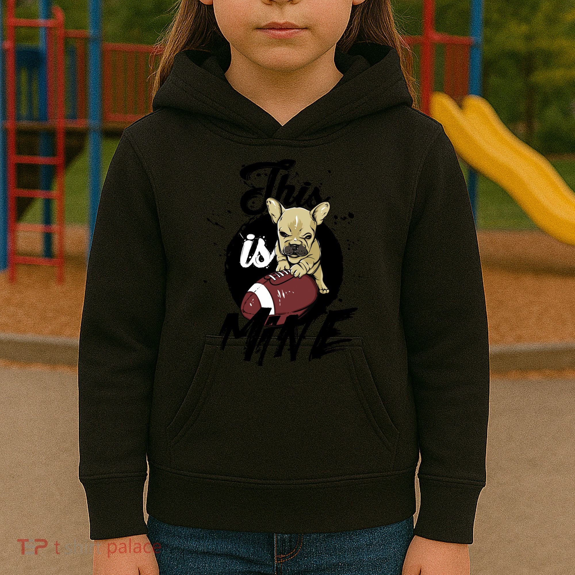 This Is Mine Cute Football Dog Kids Hoodie