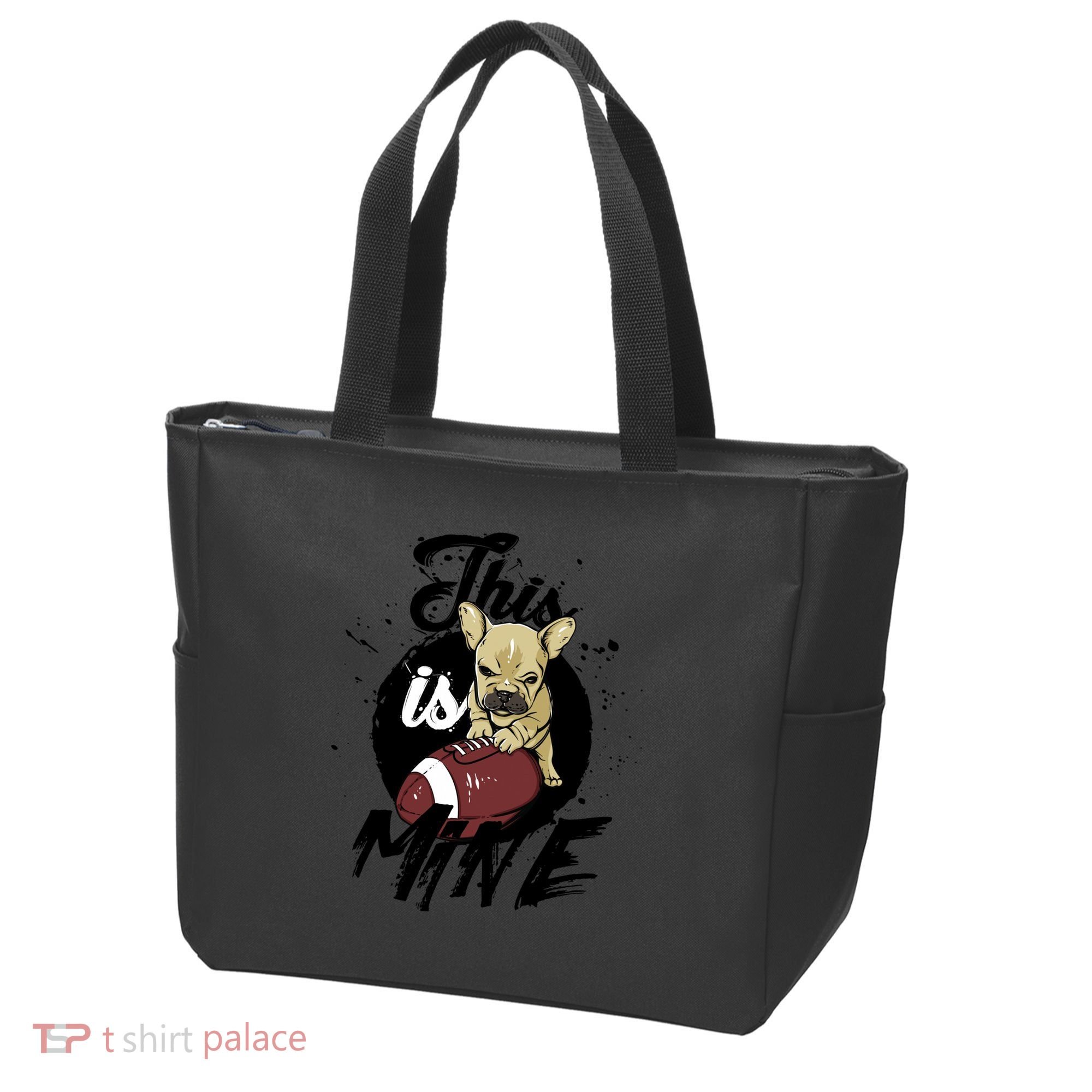This Is Mine Cute Football Dog Tote Bag