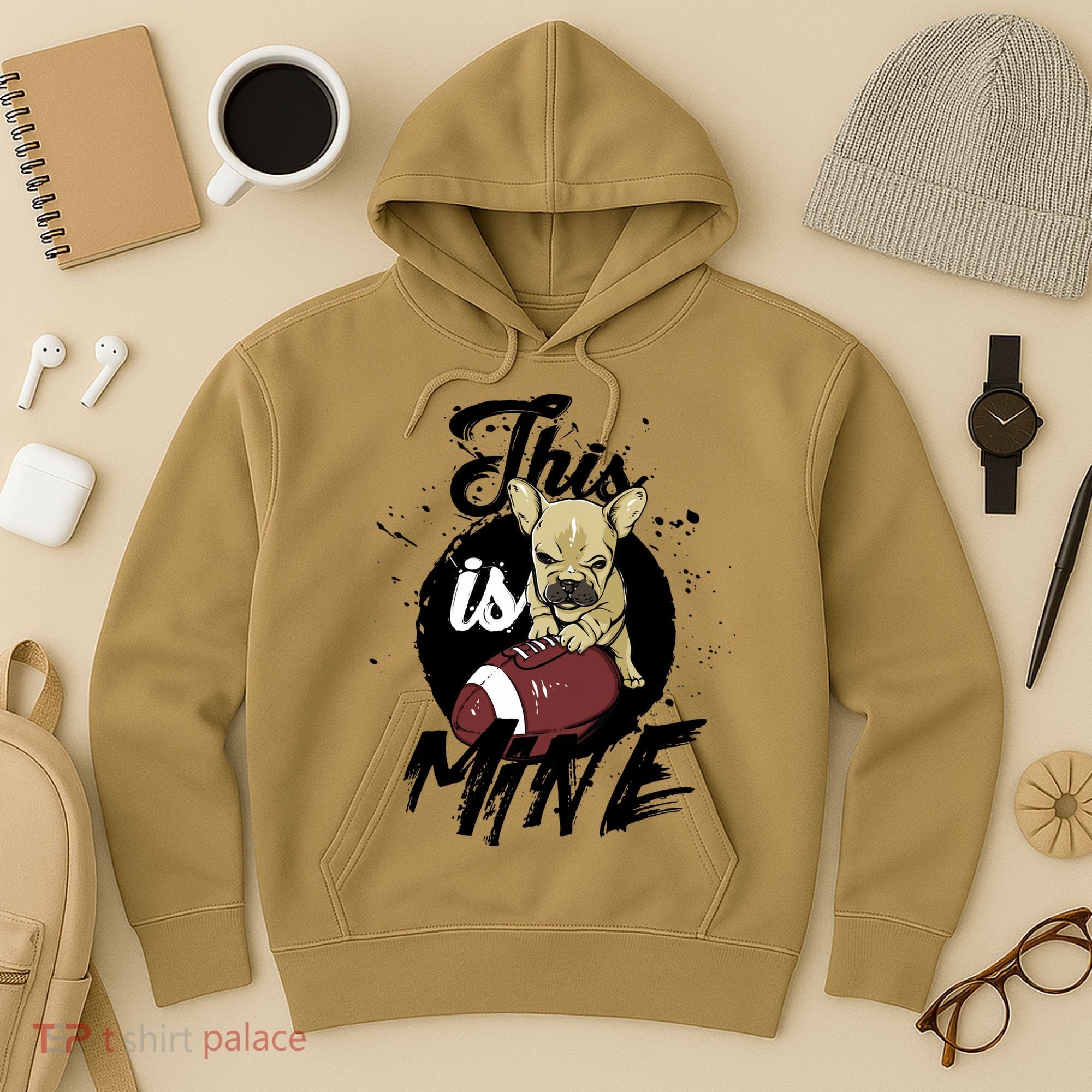 This Is Mine Cute Football Dog Hoodie