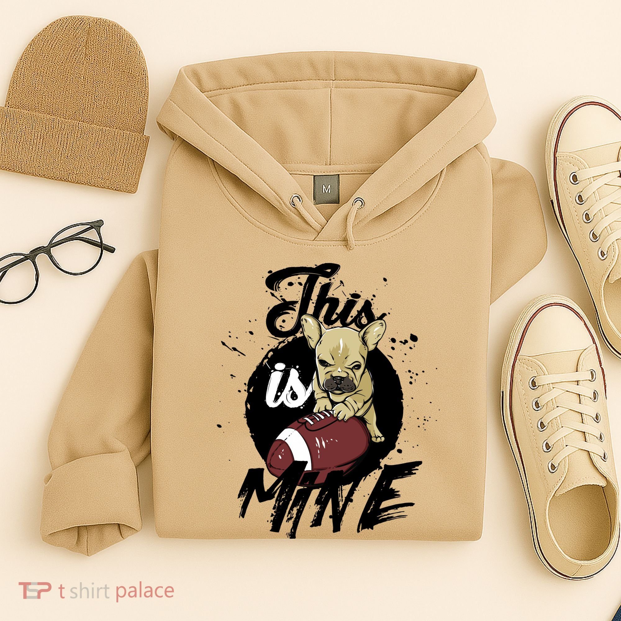 This Is Mine Cute Football Dog Hoodie
