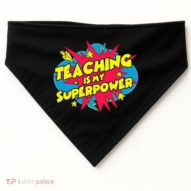 Teaching Is My Superpower Retro Comic Teacher USA-Made Doggie Bandana