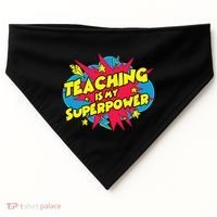 Teaching Is My Superpower Retro Comic Teacher USA-Made Doggie Bandana thumb 0