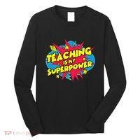 Teaching Is My Superpower Retro Comic Teacher Long Sleeve Shirt thumb 0