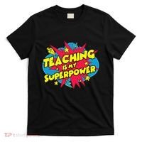 Teaching Is My Superpower Retro Comic Teacher T-Shirt thumb 0