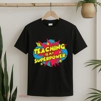 Teaching Is My Superpower Retro Comic Teacher T-Shirt thumb 2