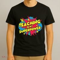 Teaching Is My Superpower Retro Comic Teacher T-Shirt thumb 3