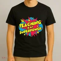 Teaching Is My Superpower Retro Comic Teacher T-Shirt thumb 3