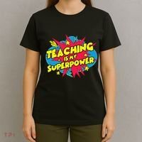 Teaching Is My Superpower Retro Comic Teacher T-Shirt thumb 4