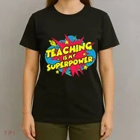 Teaching Is My Superpower Retro Comic Teacher T-Shirt thumb 4