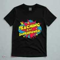 Teaching Is My Superpower Retro Comic Teacher T-Shirt thumb 5