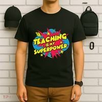 Teaching Is My Superpower Retro Comic Teacher T-Shirt thumb 6