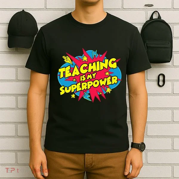 Teaching Is My Superpower Retro Comic Teacher T-Shirt