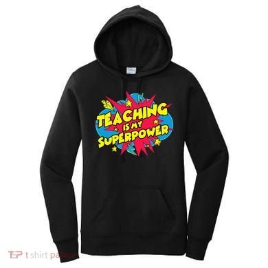 Teaching Is My Superpower Retro Comic Teacher Women's Hoodie