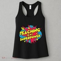 Teaching Is My Superpower Retro Comic Teacher Women's Tank Top thumb 3
