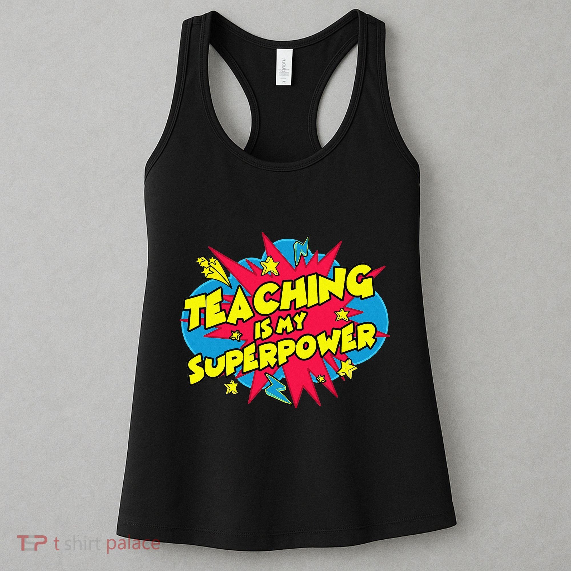 Teaching Is My Superpower Retro Comic Teacher Women's Tank Top