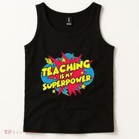 Teaching Is My Superpower Retro Comic Teacher Tank Top thumb 2