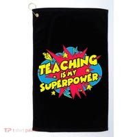 Teaching Is My Superpower Retro Comic Teacher Golf Towel thumb 0