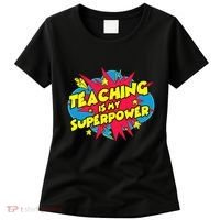 Teaching Is My Superpower Retro Comic Teacher Women's T-Shirt thumb 0