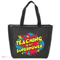 Teaching Is My Superpower Retro Comic Teacher Tote Bag thumb 0