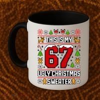 This Is My 67 Ugly Christmas Sweater 6-7 Meme Gen Alpha Coffee Mug thumb 2