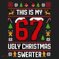 This Is My 67 Ugly Christmas Sweater 6-7 Meme Gen Alpha Beanie thumb 2