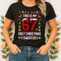This Is My 67 Ugly Christmas Sweater 6-7 Meme Gen Alpha Women's T-Shirt thumb 2