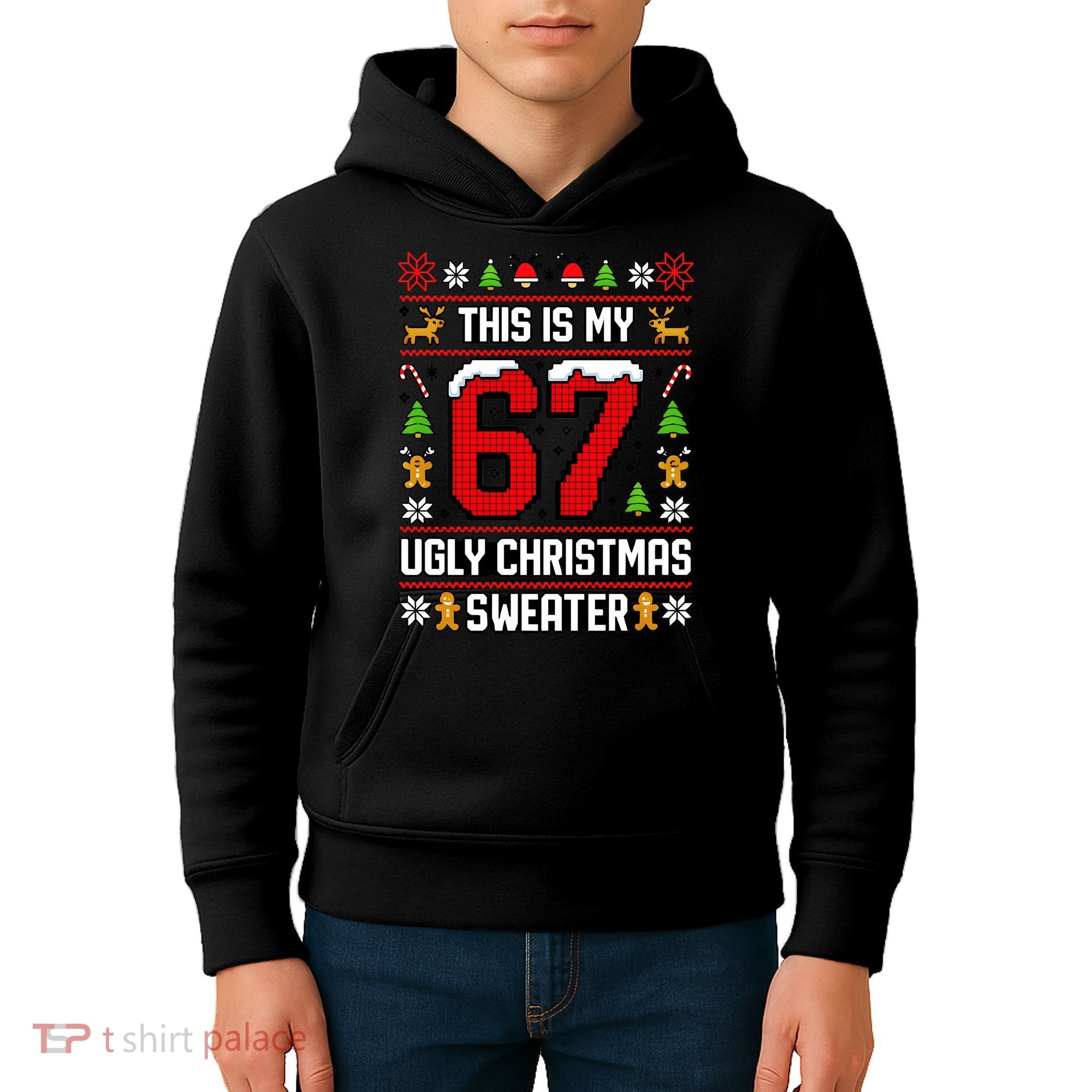 This Is My 67 Ugly Christmas Sweater 6-7 Meme Gen Alpha Kids Hoodie