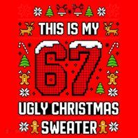 This Is My 67 Ugly Christmas Sweater 6-7 Meme Gen Alpha Santa Hat thumb 1