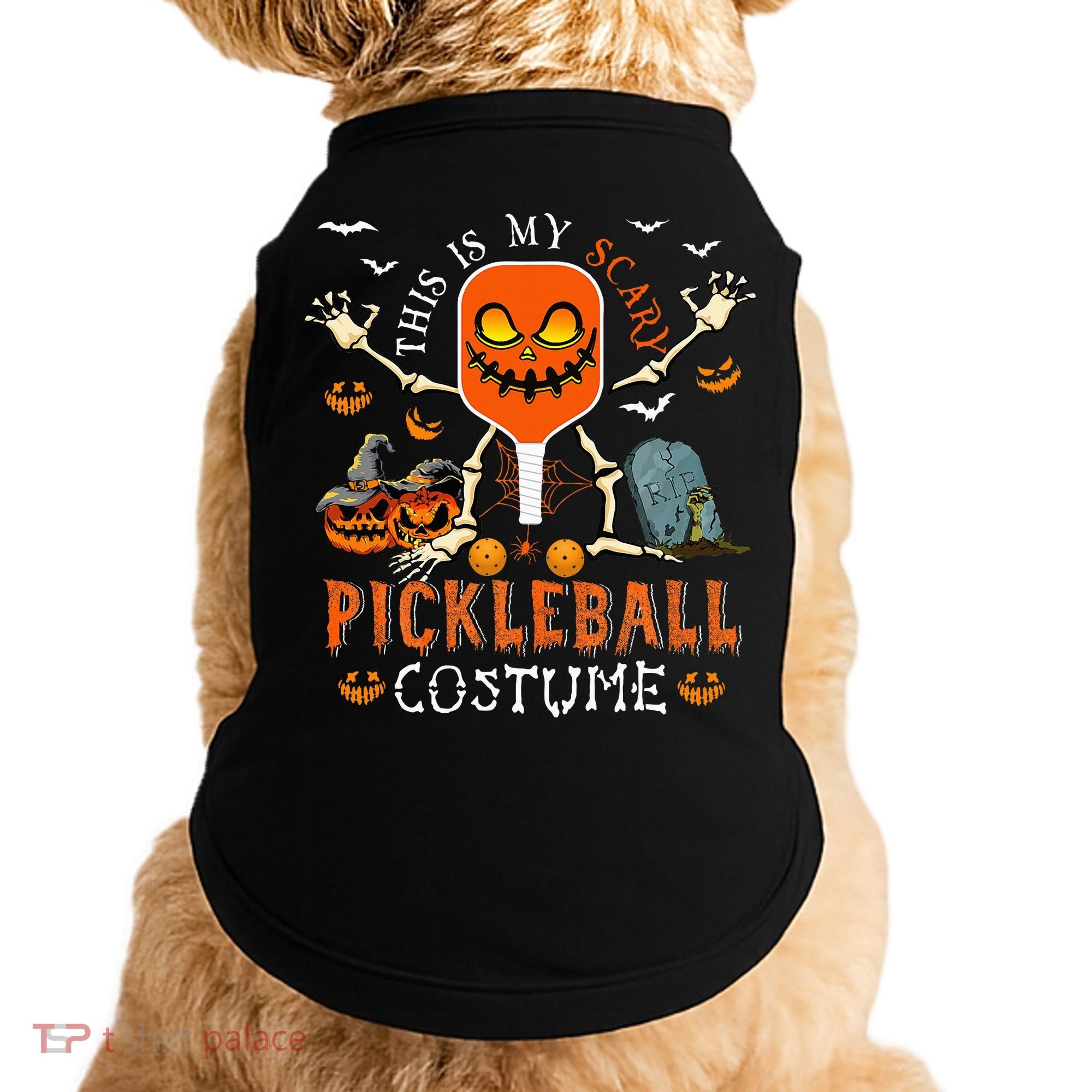 This Is My Scary Pickleball Costume Halloween Skeleton Lover Doggie Tank
