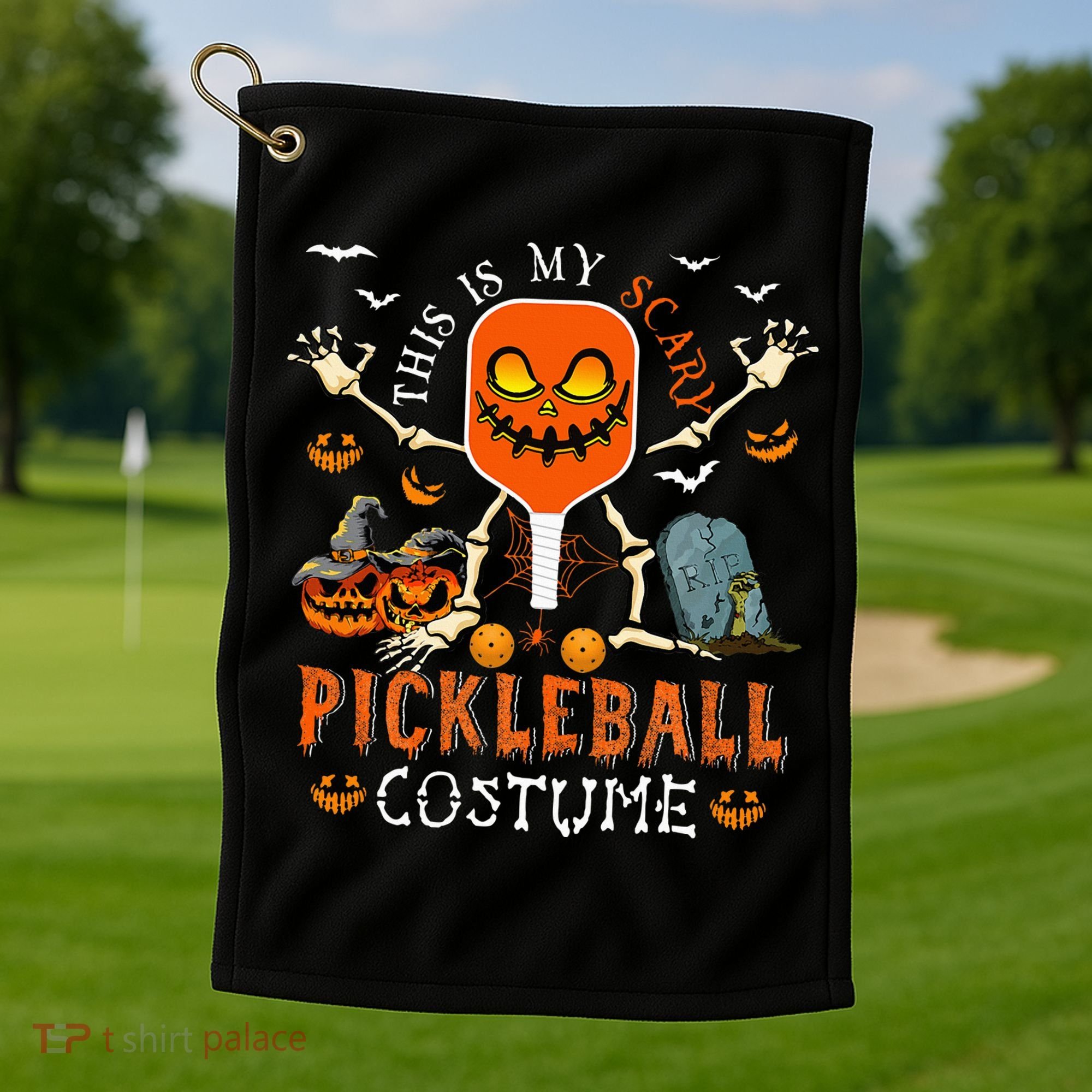 This Is My Scary Pickleball Costume Halloween Skeleton Lover Golf Towel