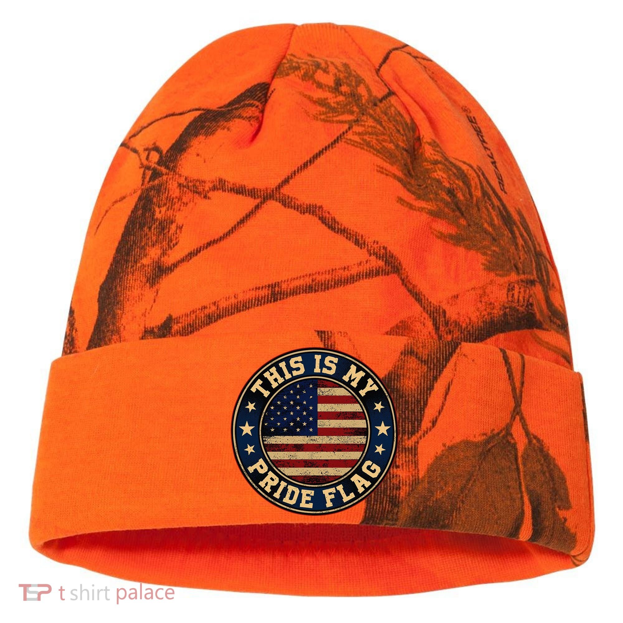 This Is My Pride Flag American Flag Kati Licensed 12" Camo Cuffed Beanie