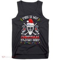 This Is My Christmas Pajama Funny Ice hockey Christmas Tank Top thumb 0